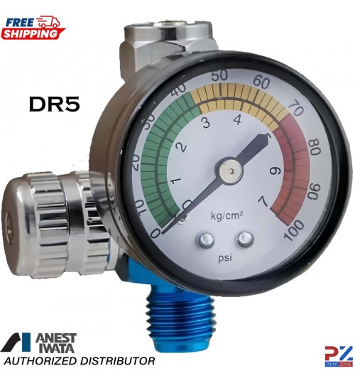 Air Gunsa DR5 Spray Gun by Anest Iwata with In-line Air Pressure Regulator Gauge